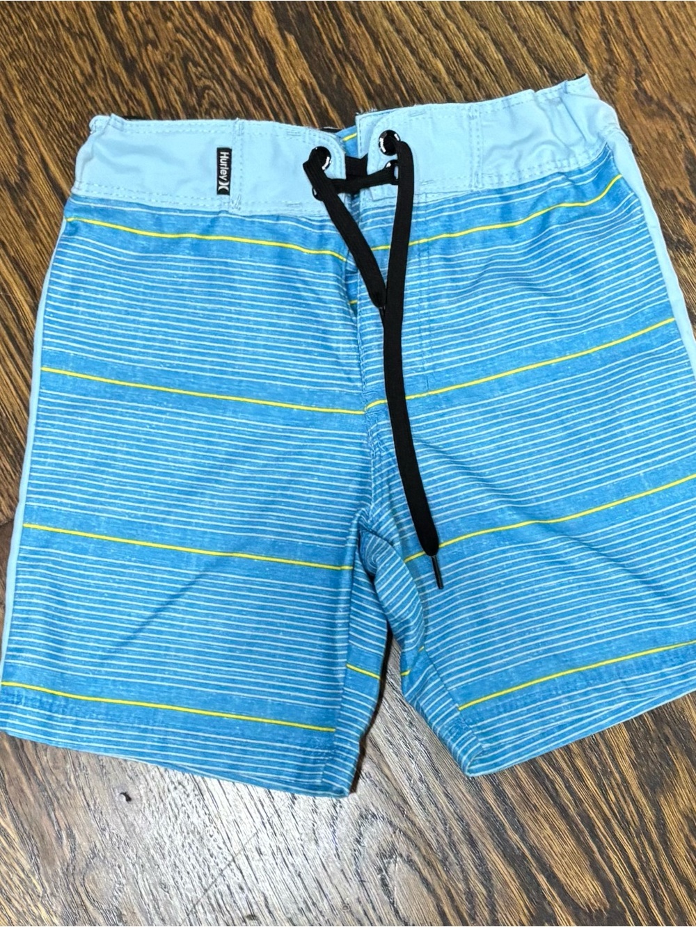 Hurley Boys Striped Board Shorts Blue Yellow White Size 4 Adjustable waist